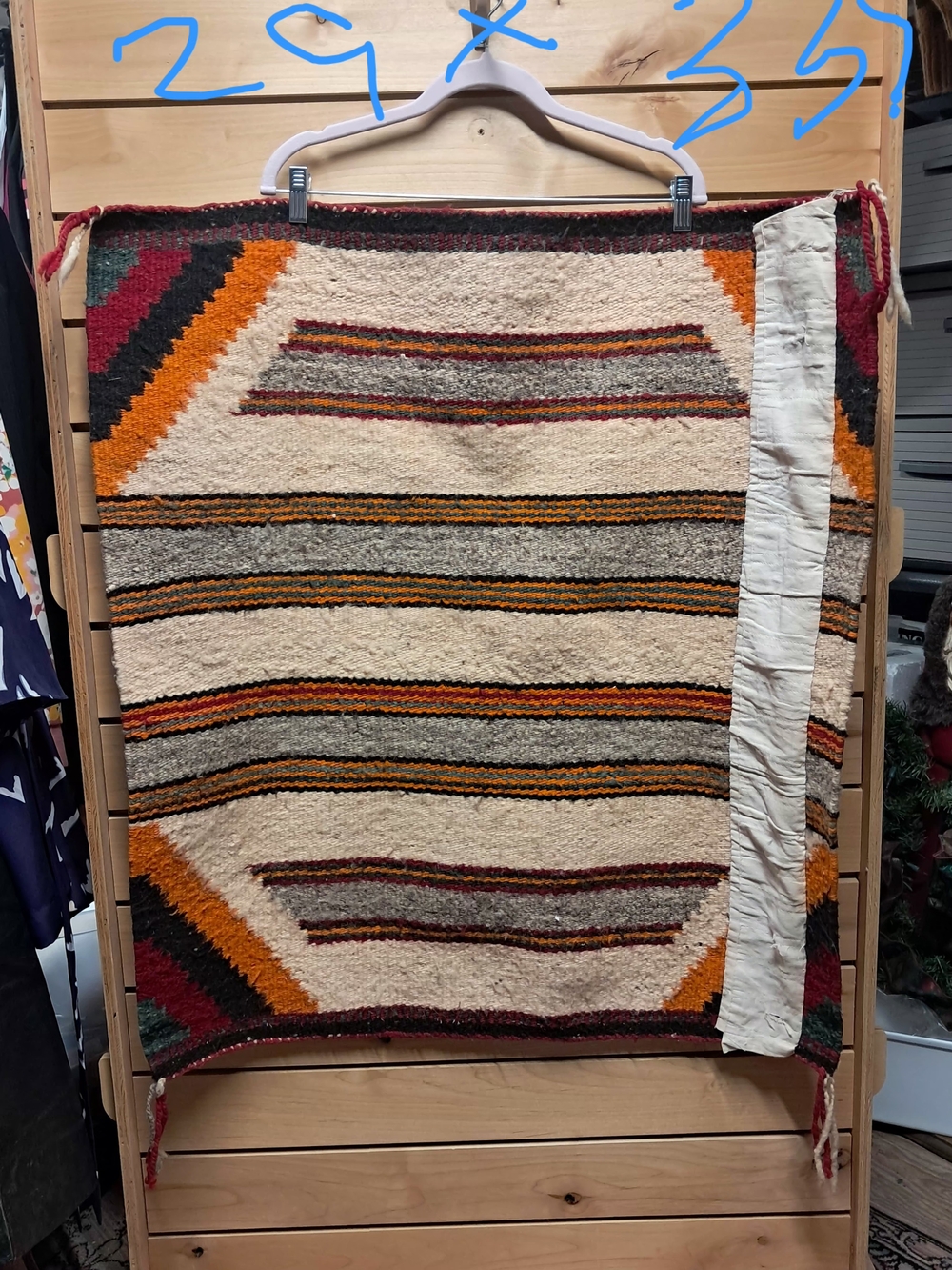 Vintage Navajo Handwoven Southwestern Single Saddle Blanket 29" X 33.5" - Picture 3 of 3